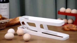 Egg Dispenser Automatically Rolling Egg Storage Container 2 Tier Rolling Egg Dispenser Egg Holder For Refrigerator 鸡蛋收纳盒