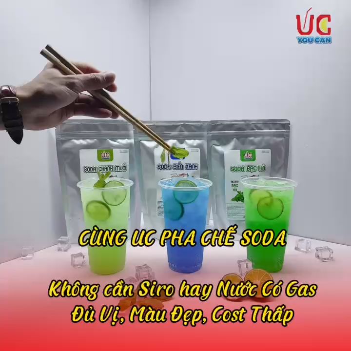 Soda Bạc Hà (1 gói 500gr) Soda UC, Nước Uống Giải Khát Có Sẵn Gas, Không Cần Siro và Nước Có Gas, Đủ Vị, Thơm Ngon, Dễ Pha