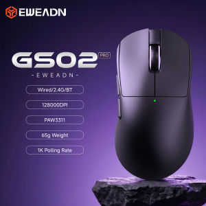 EWEADN | EWEADN GS02 Pro Tri-Mode Wireless Mouse 12800DPI PAW3311 500mAh Ergonomic Lightweight for PC Gaming Office Laptop Accessory Gift