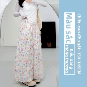 YIFANSHI | Quần Lửng Chống Nắng Ice Silk Đùi Rộng Có Họa Tiết Hoa cho Phụ Nữ Bé Nhỏ