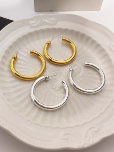 Classic 925 Silver Needle Hoop Earrings: Women's Simple Fashion Metal Circles