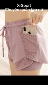 Quần Short Thể Thao_Gym Yoga mẫu túi lưới ( có túi đựng điện thoại)