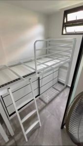 Loft bed with sliding door wardrobe customize Singapore/helper loft bed customize/smaller room/kids room/utility room/store room/bomb shelter bed customize