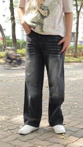 Quần jean nam Baggy Retro ống suông bự đáy cao thoáng khí cao cấp Wash trơn và rách VNO128