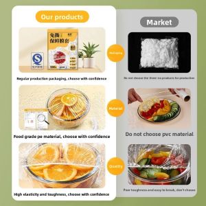 MONLEYTA | Food Grade Drawstring Hanging Freshness Film Cover For Fridge Suitable For Fruits And Food Storage PE Material Kitchen Essential