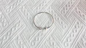Sanrio | Silver Tone Hello Kitty Open Cuff Bangle Zinc Alloy with Pink Heart Crystal Adjustable Bracelet for Girls & Sanrio Fans