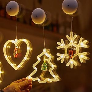 Christmas Suction Cup Light Battery Power Sucker Lights Xmas Tree Pendant Lamps for Display Windows Holiday Party Decor Lighting