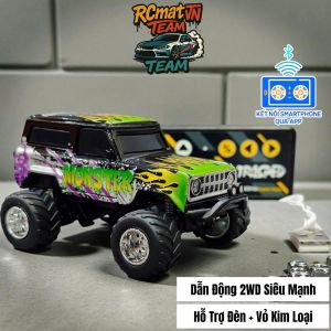 Xe Điều Khiển Hợp Kim Minicity Monster Truck 1:64 Bluetooth Bền BỈ Chịu Va Đập Có Đèn
