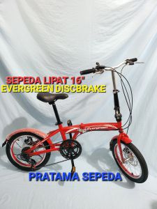 Sepeda Lipat Anak Dan Dewasa 16" 7 Speed Evergreen Rem Disbrake Termurah