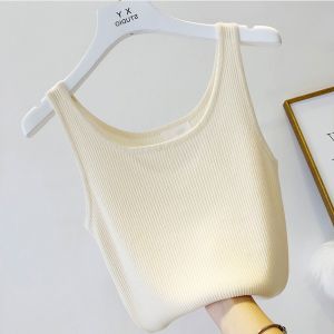 Thanh Lịch Dệt Kim Kiểu Pháp Nhỏ Dây Đeo Vai  Áo Hai Dây Bộ Đồ Mùa Hè Nữ Bên Trong Băng Bên Trong Lụa Ống Áo Áo Khoác Ngoài Cơ Sở Áo