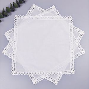 Wedding Season 3PCs Pure White Lace Pure Cotton Happy Handkerchief to Send Friends to Send Mom 28cm/11in Thin.