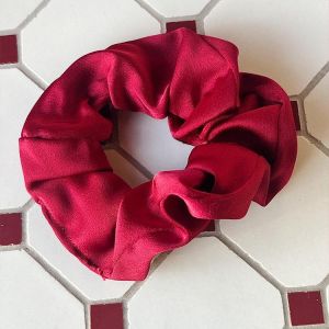 Red Satin Hair Ties Pure Color New Year Elegant Simple French Style Large Elastic Hair Bands for Women Girls Fashionable Hair Accessories