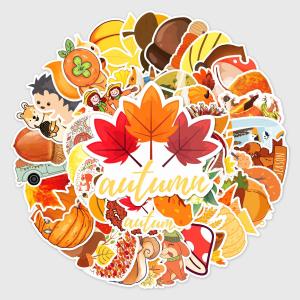 50-Piece Set Waterproof Graffiti Stickers for Skateboards And Luggage Cute Cartoon Design Fresh Autumn Theme DIY Guka Sticker Book
