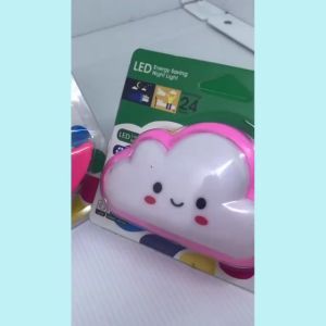 Lampu Tidur Lucu LED Sensor Cahaya Karakter Bulan Bintang Ayam Awan