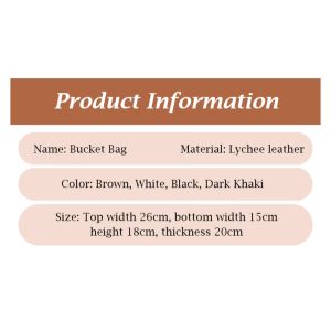Fashionable And Versatile Large-Capacity Underarm Leather Basket Bag Vegetable Basket Womens Bag Korean Lychee Pattern Bucket Bag