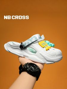 NB CROSS | NB Cross Womens Themed Slippers Thick Bottom Comfortable Outdoor Casual EVA Material Round Toe Mid Heel Pure Color Sandals