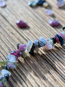 Natural Colorful Tourmaline 3*5mm Hole Punch Rock Handmade DIY Beads Bracelet Necklace Jewelry Accessories Material S01