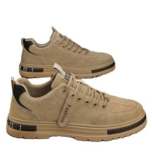 รองเท้าผู้ชายฤดูใบไม้ผลิ รองเท้าลำลองแบบสวมสไตล์เกาหลี รองเท้าบอร์ดกันลื่น หนัง PU ยาง ทรงหัวมน ทรงหนา รองเท้าบอร์ด