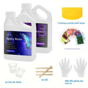 Nhựa Epoxy AB 1000ml/2L Độ Trong Suốt Cao Khô Nhanh Độ Cứng Cao Dùng Làm Đồ Trang Sức Thủ Công - Nguyên Liệu Thủ Công Mỹ Nghệ
