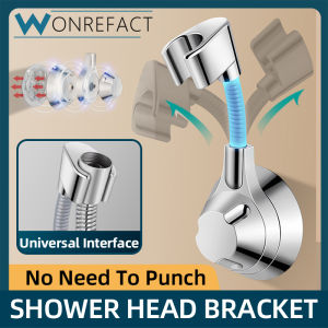 Strong Adhesive 360° Shower Head Holder Wall-Mounted  Shower Head Stand Bracket Adjustable Bathroom Accessories