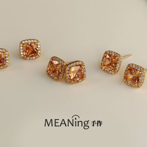 New Arrival Champagne Zircon Earrings Flashing Light Commute Luxury Fashion Jewelry out out Geometric Pattern Women