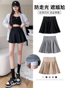 High Waist Sharkskin Shorts Skirt Womens Sporty Summer Thin Yoga Skirts Anti-Light Walking Skirts Pleated Mini Skirts