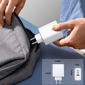 65W GaN Mobile Phone Chargers QC3.0 3 Ports USB Type C PD Fast Phone Charger Adapter