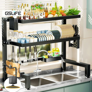 GSlife🔥🔥Metal Dish Cabinet Rack Dustproof Over Sink Rack With Cabinet Door