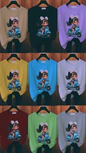 Baju Kaos Wanita Oversize Basic Lengan Pendek Printing DTF Vespa Girls Katun Combed Jumbo Blus