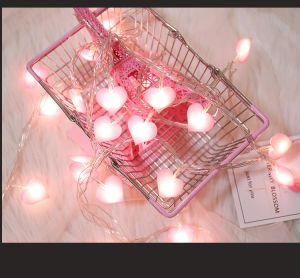Valentines Day Pink Fabric Heart LED String Lights Romantic Atmosphere Lights for Confession Proposal and Room Decoration