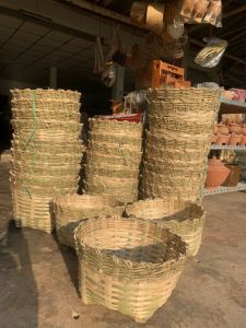 รังไข่ตะกร้าสานไม้งานดีขนาดกลาง  ก 39 ส 25 cm พร้อมส่ง