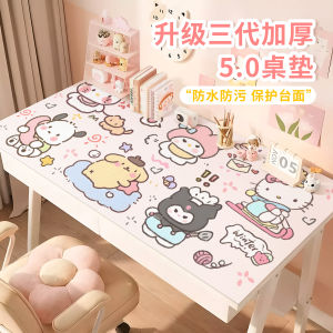 Girls Study Desk Mat Waterproof Cuttable Student Desk Cloth Cartoon Anime Design Study Tablecloth Leather Material Desk Pad