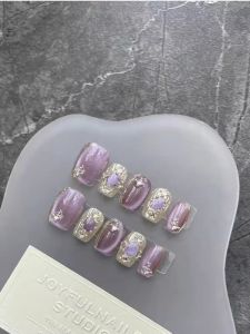 Handmade Nail Art Stickers Short And Medium Length Elegant Feeling Purely Handmade Wearable Nails Autumn Winter New Arrival