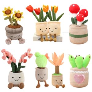 30cm Artificial Flower Plush Toy Green Plants Bloom Cactus Sunflower Cactus Soft Dolls Girls Boys Kawaii Xmas Gift Home Decor