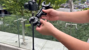 6/9in Non-Slip Double Super Clamp Mount / 360° Dual-Head Articulating Magic Arm Clip For UmbrellaSelfie Stick
