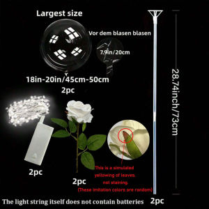 2 Led Light-Emitting Transparent Rose Balloons (Excluding Inner Electricity) Suitable for Wedding Birthday Valentines Day