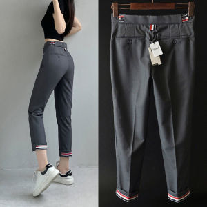 Spring Summer New Womens Straight-leg Slimming Tuxedo Pants AC for AG College Style Ankle-length Pencil Pants with Pocket