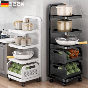 Kitchen Storage Rack Stand Metal Multi-Functional Pot Holder Vegetable Basket Small Cart 3 4 5 Layers Grids for House Use