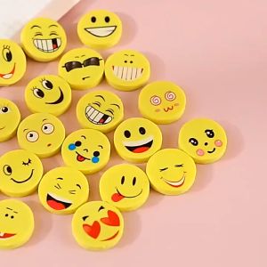4PCS/SET Cute Emoji Erasers Korean Style Kids Kawaii Gift Yellow Eraser for Pencil School Stationery wholesale notebook school supplies