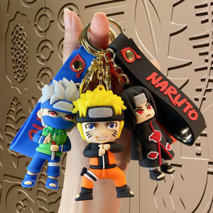 Bandai | Cartoon PVC Naruto Anime Keychain Cute Hatake Kakashi Character Key Chain Car Backpack Decor Small Gifts for Fans Friends