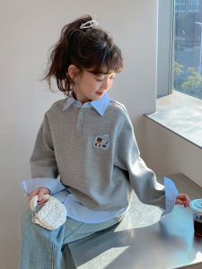 SQTN.KIDS | Spring Girls Fake Two-Piece Design Hoodie