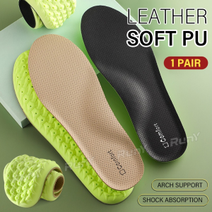 RunY Shoe Insole for Men & Women Soft Elastic Comfort PU Leather Shoes Pad Insert beacthable 1pair