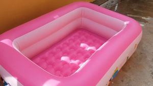 Kolam Renang Tiup 2-3 anak usia 2 tahun keatas Kotak 2 Ring Crystal Rectangular Pool kolam mandi bola 1 set Gratis Pompa cm MP HMC 380