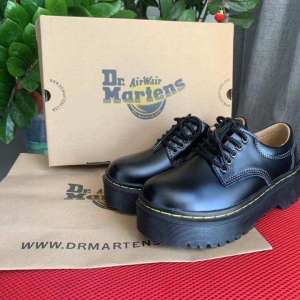 Dr.Martens Shoes Womens Martin Boots Thick Bottom Shoes Black Genuine Leather Shoes Fashion Boots For Women With Box