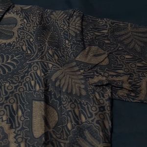 Baju Batik Pria Slimfit Kemeja Lengan Pendek Slim Fit Premium CS 158 Dark Grey