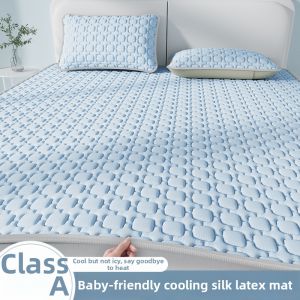 BEIPIN | Cooling Silk Latex Mattress Protector Thin Summer Home Use Washable Soft Pad