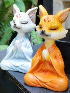 Office Desktop Decorations High-End Stress Relief Healing Couple Nine-Tailed Fox Car Interior Ancient Style Resin Crafted Ornaments