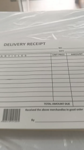 Delivery Receipt Crosswise Size 2 colors/copies white and yellow