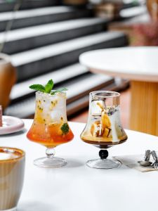 TOKIIRO High Borosilicate Glass Coffee Cup Heat Resistant Tall Footed Soda Water Cup Bubble Water Glass Drinkware Nordic Style