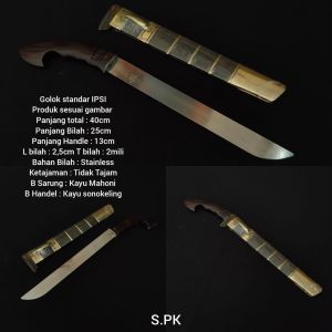 Golok Silat Ipsi Tumpul Stainless Anti Karat Seni Beladiri Pencak Silat